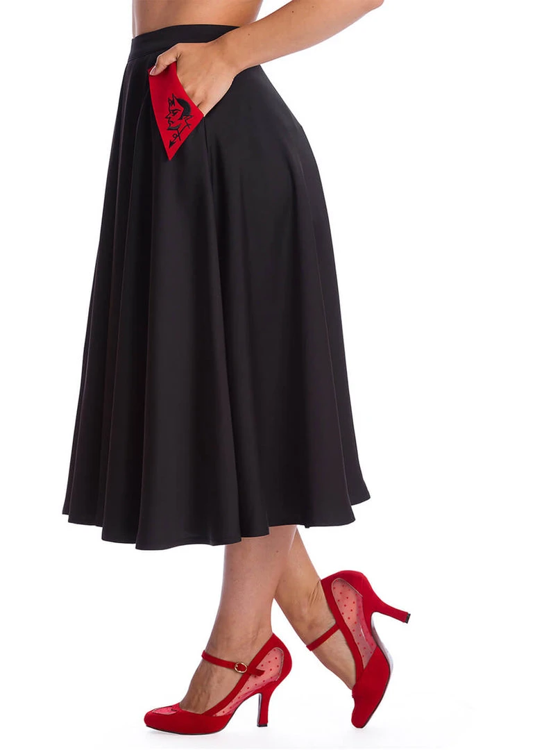 Banned Good Vs. Bad Devil 50's Swing Skirt Black