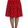 Banned Romance Button Hearts 50's Swing Skirt Red New In