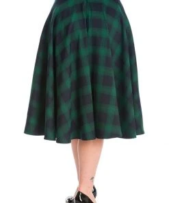 Banned Tartan 50's Swing Skirt Green