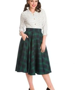 Banned Tartan 50's Swing Skirt Green