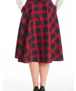 Banned Tartan 50's Swing Skirt Red