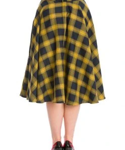 Banned Tartan 50's Swing Skirt Yellow