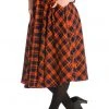 Banned Miss Spook Tartan 50's Swing Skirt Orange