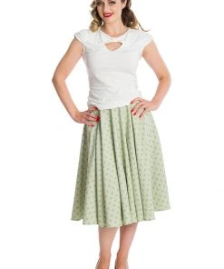 Banned Dot Days Polkadot 50's Swing Skirt Green