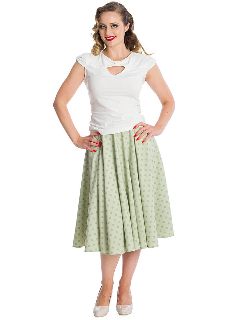 Banned Dot Days Polkadot 50's Swing Skirt Green