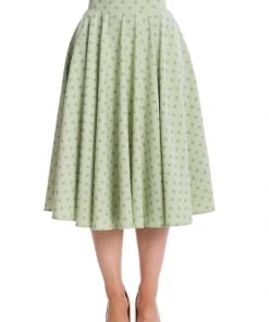 Banned Dot Days Polkadot 50's Swing Skirt Green