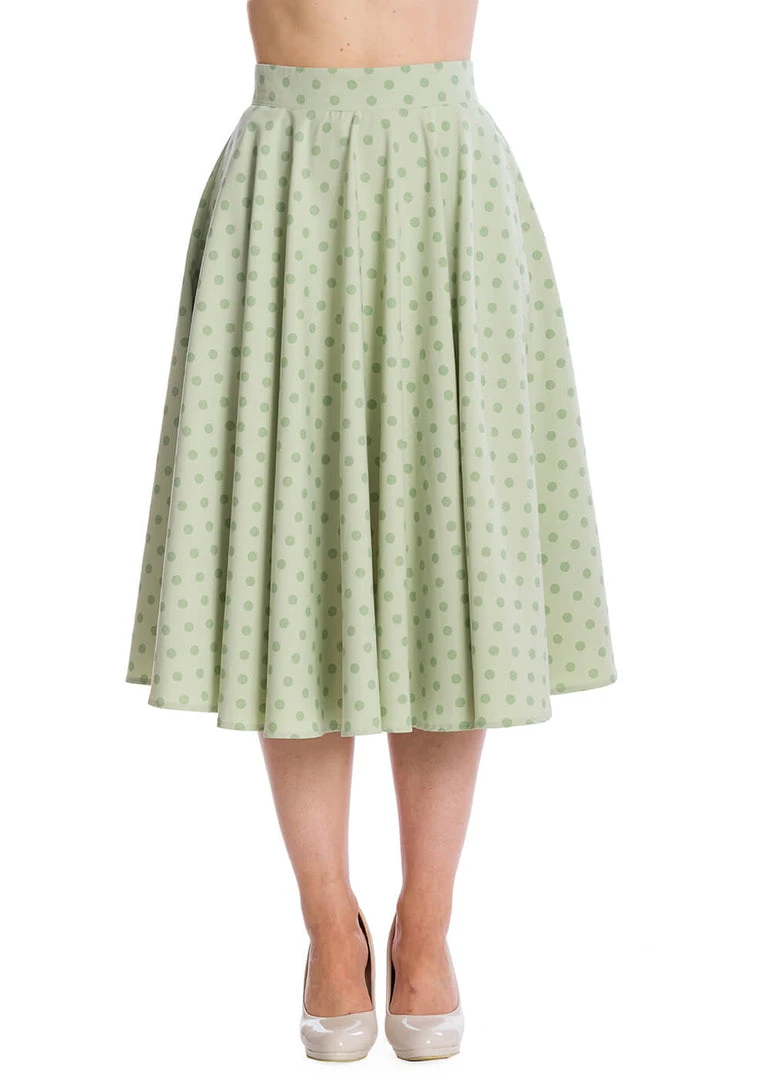 Banned Dot Days Polkadot 50's Swing Skirt Green