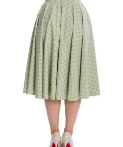 Banned Dot Days Polkadot 50's Swing Skirt Green