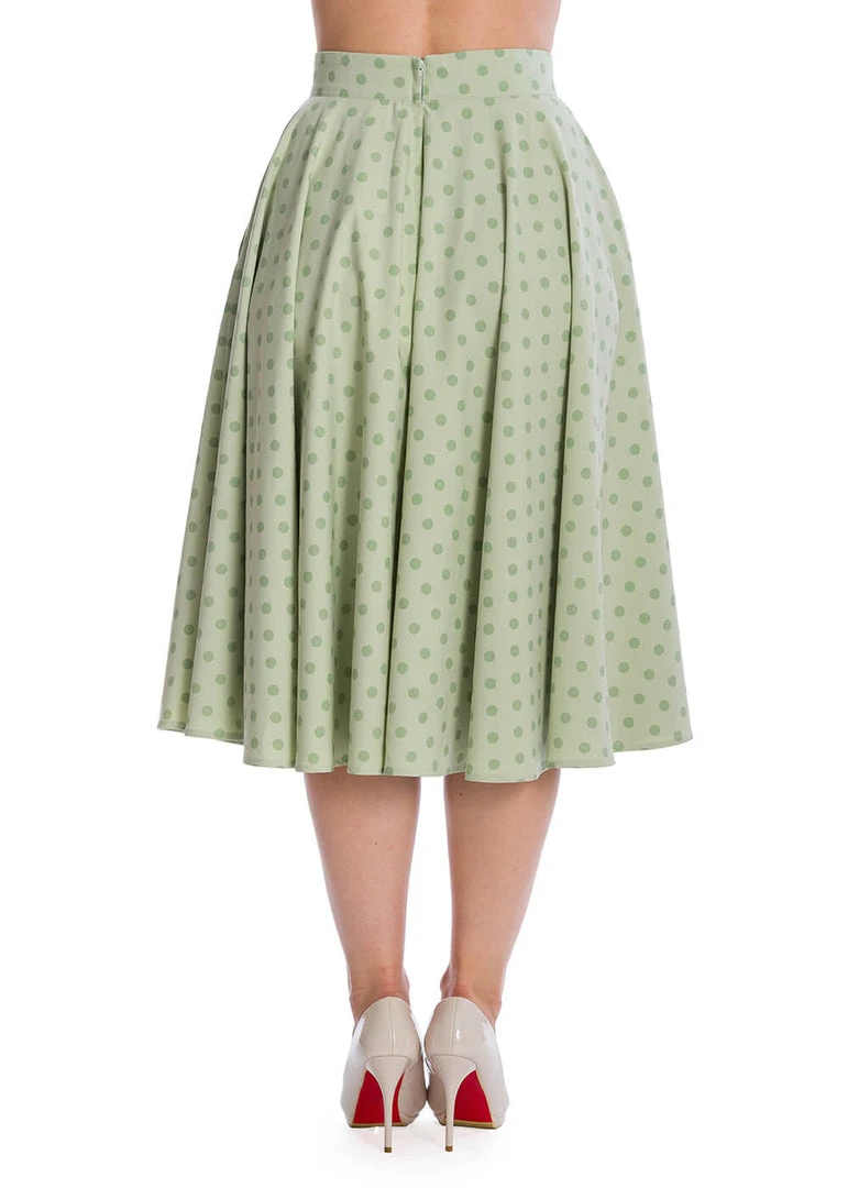 Banned Dot Days Polkadot 50's Swing Skirt Green