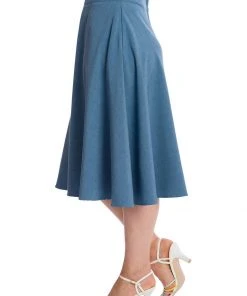 Banned Summer Staple 50's Swing Skirt Blue New In