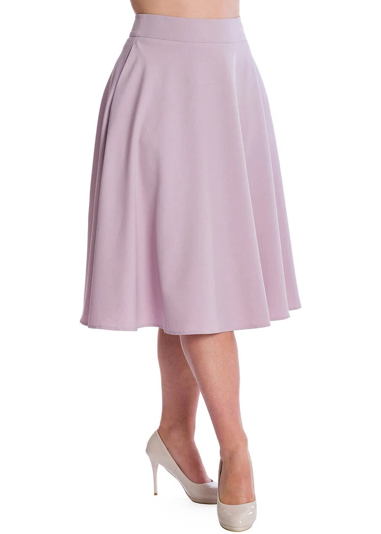 New In Banned Summer Staple 50's Swing Skirt Lilac Purple