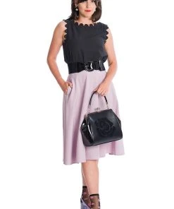 New In Banned Summer Staple 50's Swing Skirt Lilac Purple