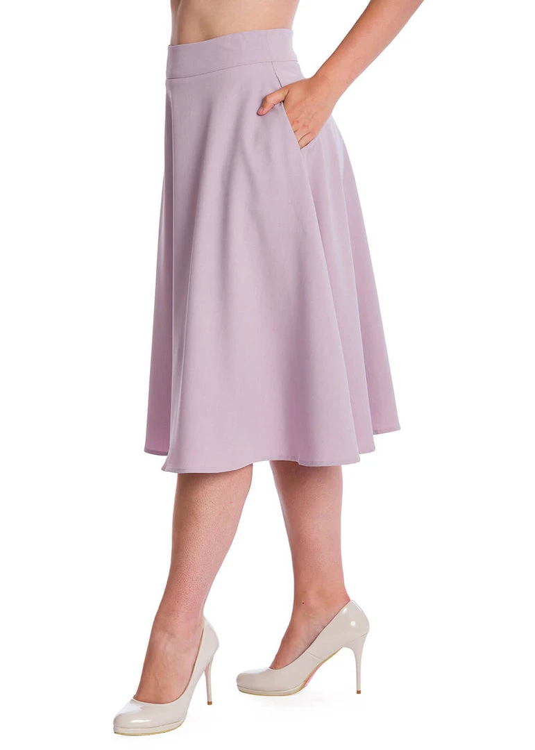 New In Banned Summer Staple 50's Swing Skirt Lilac Purple