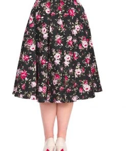New In Banned Fleur De Nuit 50's Swing Skirt Black