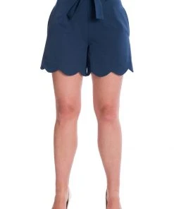 Banned Ahoy Scallop 50's Shorts Navy Blue New In