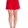 Banned Ahoy Scallop 50's Shorts Red New In