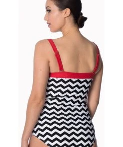 New In Banned Black Coffee Bathingsuit Black White