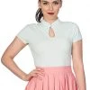New In Banned Mandarin Collar 40's Top Mint Colour