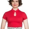 New In Banned Mandarin Collar 40's Top Red