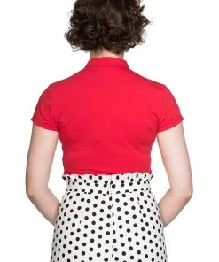 New In Banned Mandarin Collar 40's Top Red