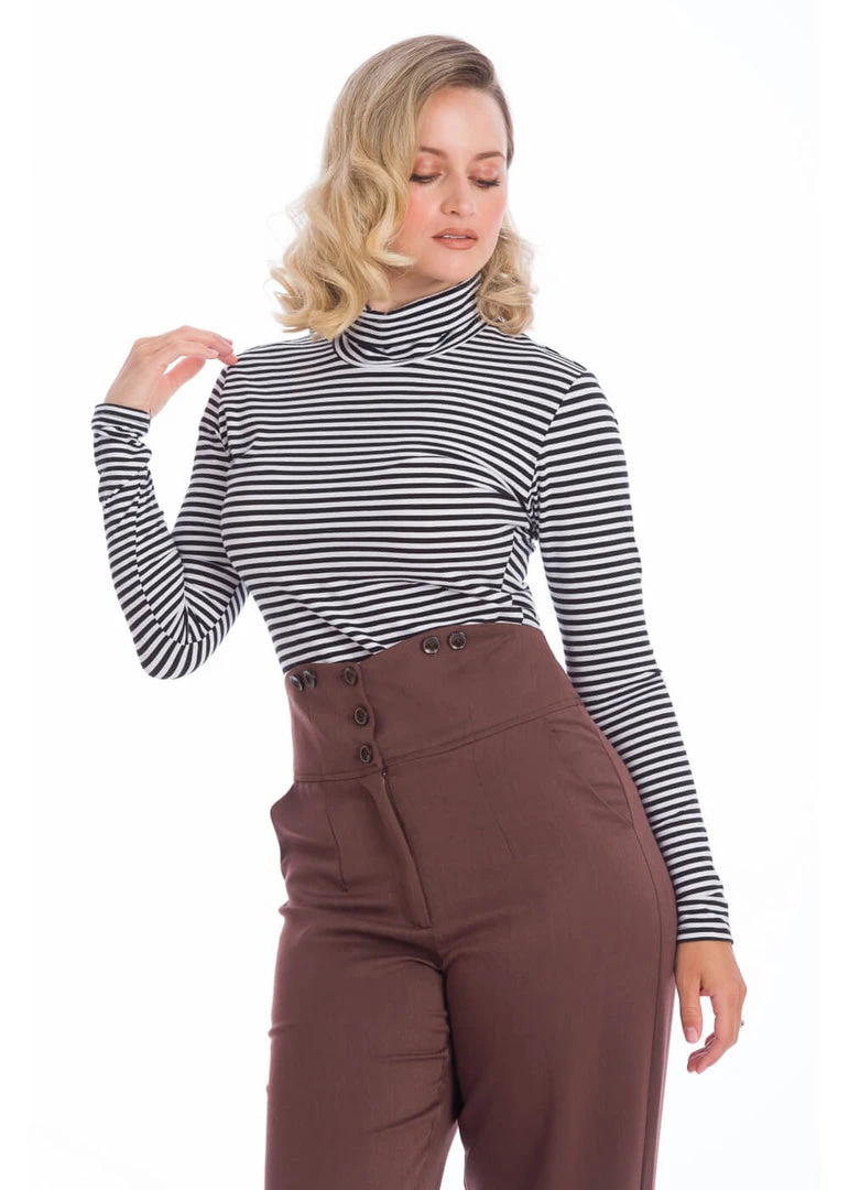 Banned Winter Stripe 60's Top Black New In