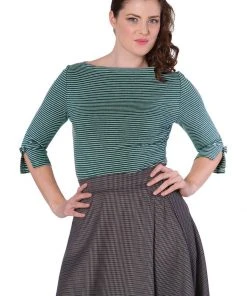 New In Banned Simply Stripe 60's Top Green