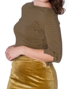 New In Banned Simply Stripe 60's Top Tan