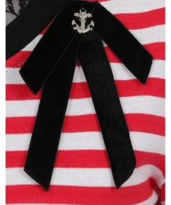 New In Banned Candy Stripe Sailor 40's Top Red