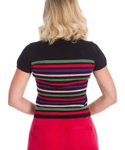 New In Banned Memory Lane Stripe 60's Top Black