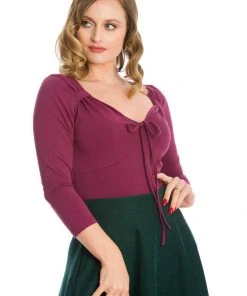 Banned Dream Big Jersey Top Aubergine Purple