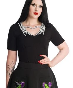 Banned Skeleton Heart Top Black New In