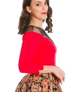 Banned Evita Evening 50's Top Red