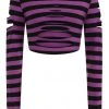 Banned Chantrea Stripe 80's Top Purple