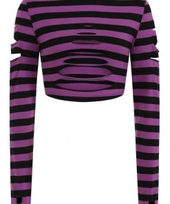 Banned Chantrea Stripe 80's Top Purple