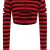 Banned Chantrea Stripe 80's Top Red