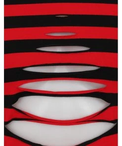 Banned Chantrea Stripe 80's Top Red