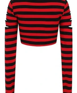 Banned Chantrea Stripe 80's Top Red
