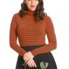 Banned Trick Or Treat Stripe 60's Top Orange Color New In