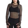 New In Banned Lilith Mesh 80's Top Black