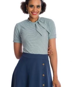 Banned Jenny Stripe 60's Top Blue New In