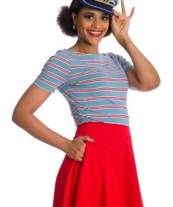 Banned Kate Stripe 40's Top Blue New In