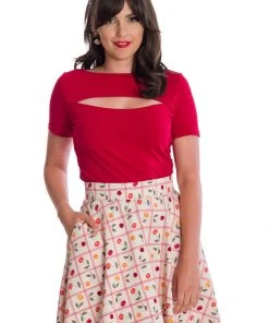 New In Banned Rose Top Red