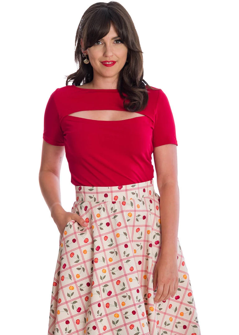 New In Banned Rose Top Red