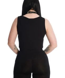 New In Banned Space Cat Cropped T-Shirt Black