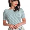 Banned Sizzle Stripe 50's Top Blue