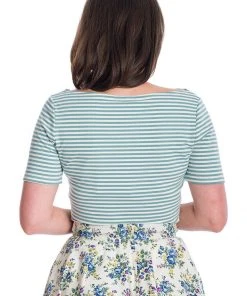 Banned Sizzle Stripe 50's Top Blue