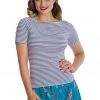 New In Banned Sizzle Stripe 50's Top Purple
