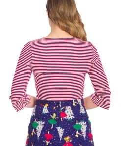 Banned Merry Stripe 40's Top White Red New In