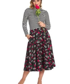 New In Banned Spooks & Stripe 60's Top Black