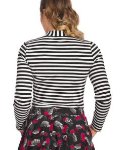 New In Banned Spooks & Stripe 60's Top Black